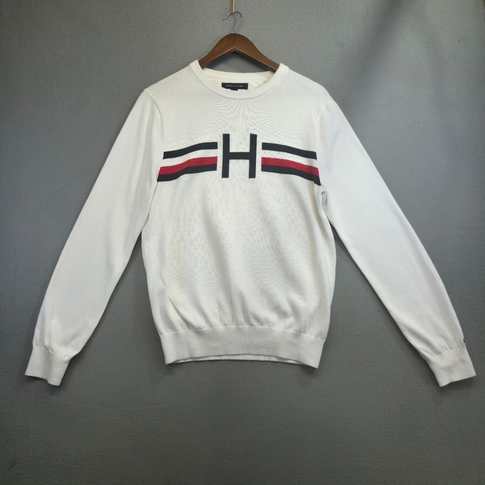 Tommy Hilfiger Men's White Crewneck Knit Pullover Sweater Size Small